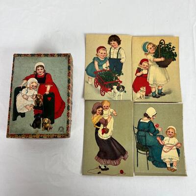 139  Antique German Toy, Wooden Puzzle in a Box with pictures
