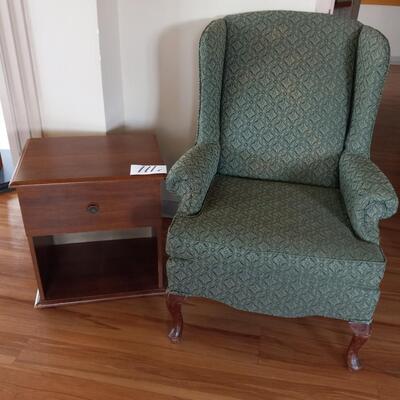 LOT 111T  ARM CHAIR AND SIDE TABLE