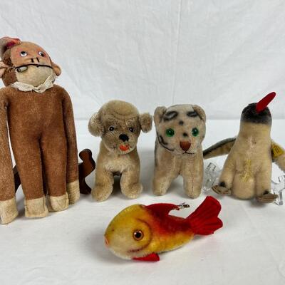 154  Vintage Steiff Stuffed Animals & Mohair Tiger & Japan Monkey Stuffed Animals
