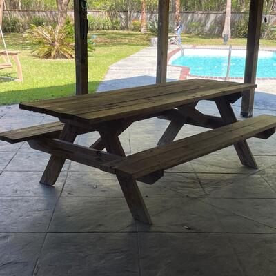 8 Ft Solid Wood Picnic Table ~ *Read Details