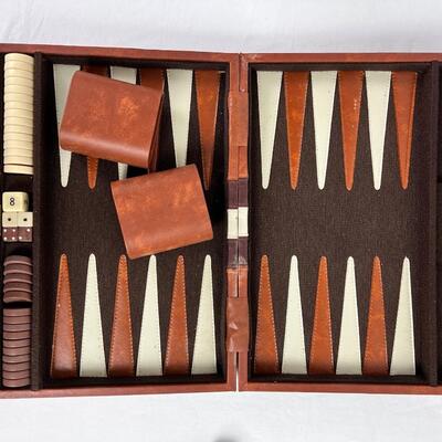 162  Vintage Backgammon Game in a  Leather Case & Rolled Suede Travel Set