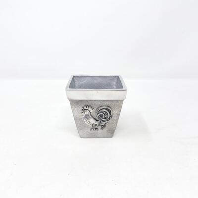 BIRTH-GRAMM MINI PEWTER? ROOSTER PLANTER - SWITZERLAND