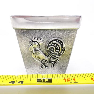 BIRTH-GRAMM MINI PEWTER? ROOSTER PLANTER - SWITZERLAND