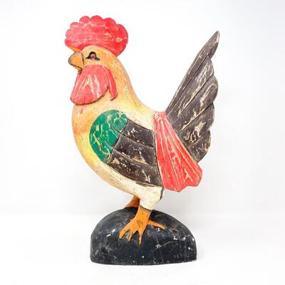 16â€ CARVED ROOSTER DECOR