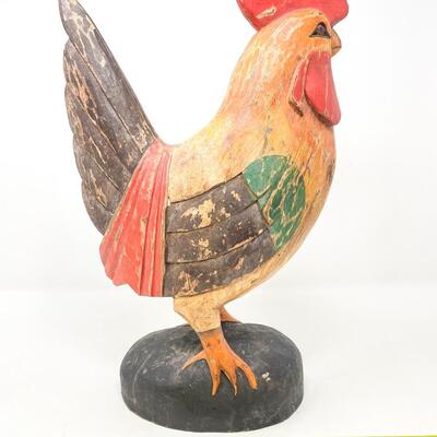 16â€ CARVED ROOSTER DECOR