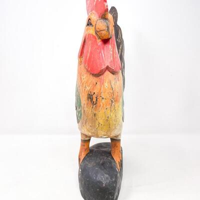 16â€ CARVED ROOSTER DECOR