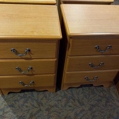 TWO WOODEN THREE DRAWER STANDS