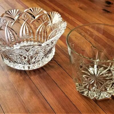 Lot #30  Vintage Etched Glass Ice Bucket & Crystal Bowl