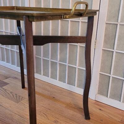 Lot 48:Antique Brass Ying Yang Tray Table