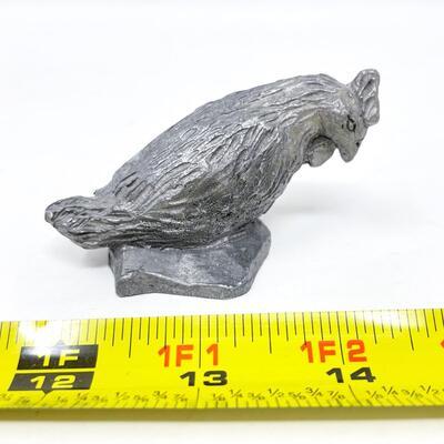 SMALL PEWTER? CHICKEN FIGURINE
