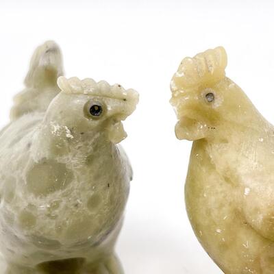 PAIR OF MINI SOAPSTONE CHICKEN FIGURINES