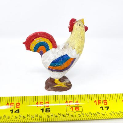 UNIQUE SMALL RAINBOW CHICKEN FIGURINE