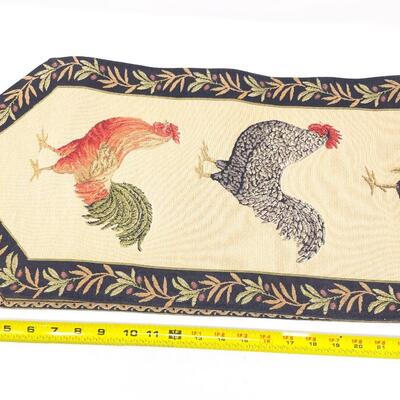 EMBROIDERED ROOSTER TABLE RUNNER W/ TASSELS
