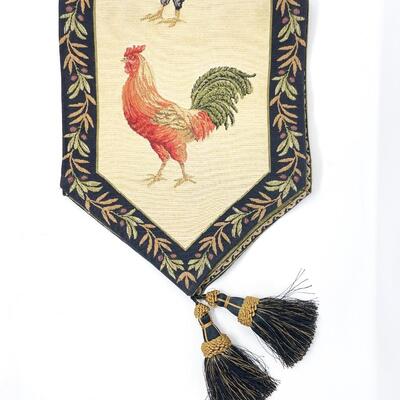 EMBROIDERED ROOSTER TABLE RUNNER W/ TASSELS