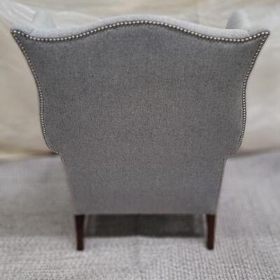 GREY FLANNEL WING CHAIRS EACH $799 EACH (SELLING) PAIR) H44"  W32"  D33"