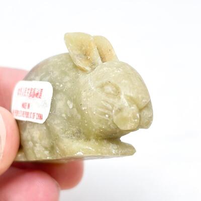 MINI CARVED SOAPSTONE BUNNY FIGURINE - CHINA