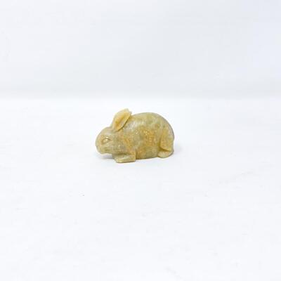 MINI CARVED SOAPSTONE BUNNY FIGURINE - CHINA