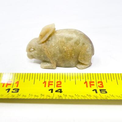MINI CARVED SOAPSTONE BUNNY FIGURINE - CHINA