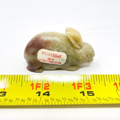 MINI CARVED SOAPSTONE BUNNY FIGURINE - CHINA