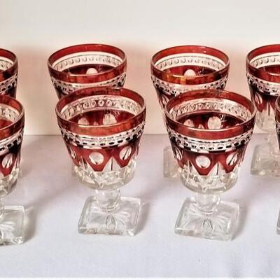 Lot #36  Set of Ruby Flashed Glasses - Vintage