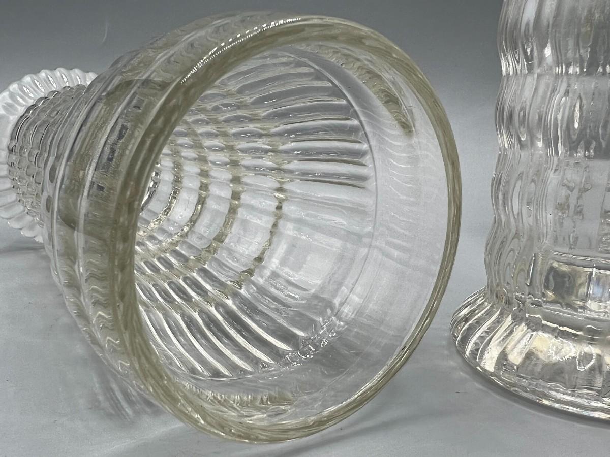 Set of Vintage Ribbed Glass Textured Drinking Glasses