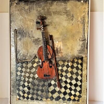 Lot #40  Original mixed media art piece "Mama & My Violin"