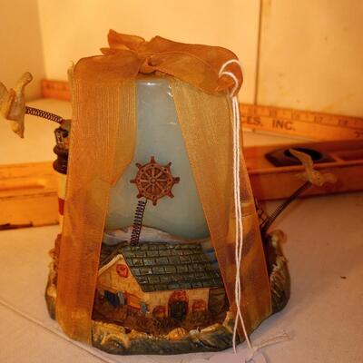 Nautical Lighthouse  Sea Gulls Round Candle Holder