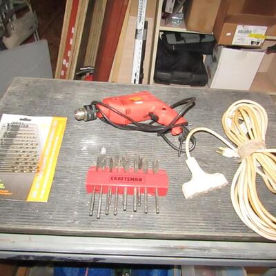 LOT 39  IMPACT DRILL, SPADE AND DRILL BITS, EXTENSION CORD