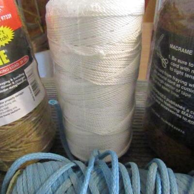 LOT 42  TWINE AND CORD, FLASHLIGHT, TORSION DRIVER BIT SET AND MORE