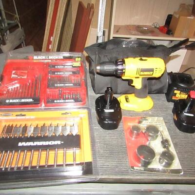 LOT 46  DEWALT CORDLESS DRILL WITH BITS AND MORE