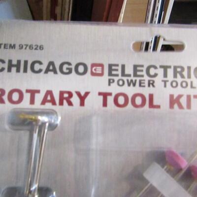 LOT 47  DRILL BITS, NUT SETTERS, RASP FILE SET, ROTARY TOOL, CORDLESS SCREWDRIVER AND MORE