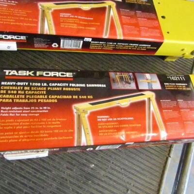 LOT 48  TWO TASK FORCE 1200 LB EACH CAPACITY FOLDING SAWHORSES