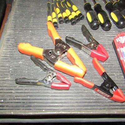 LOT 78  HAND TOOLS AND SPRING CLAMPS