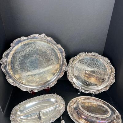 174. Lot of Vintage Silver Plated Serving Trays/Bowls