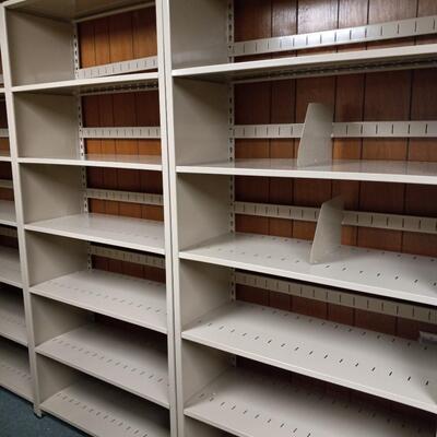 THREE METAL SHELVING WITH DIVIDERS