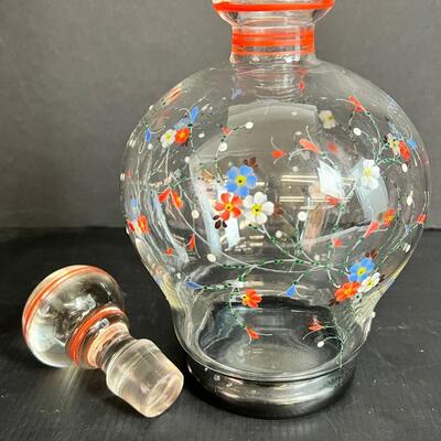181. Vintage Hand Painted Decanter from Czechoslovakia