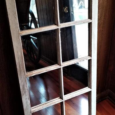 Lot #55  Vintage Paned Window Repurposed into Wall mirror