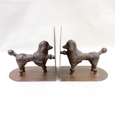 METAL BOOKENDS W/ POODLES
