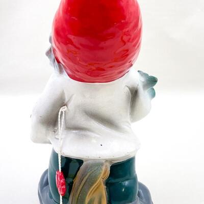VINTAGE 12â€ ORIGINAL HEISSNER RUBBER GARDEN GNOME W/ GRAPES