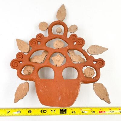 MEXICAN FOLK ART â€œTREE OF LIFEâ€ CLAY WALL PLANTER