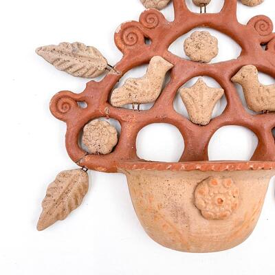 MEXICAN FOLK ART â€œTREE OF LIFEâ€ CLAY WALL PLANTER