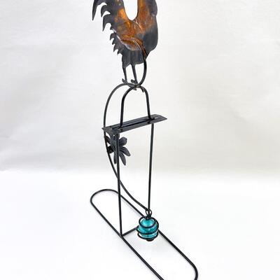 ROOSTER & SUNFLOWER MOVING METAL YARD ART