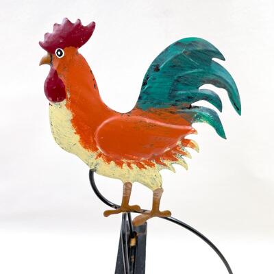 ROOSTER & SUNFLOWER MOVING METAL YARD ART