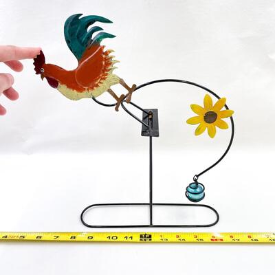 ROOSTER & SUNFLOWER MOVING METAL YARD ART