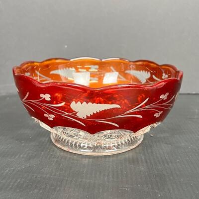 190 Ruby Flash Glass Bowls and Decanter