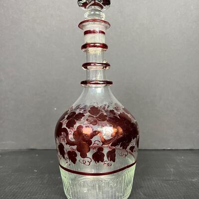 190 Ruby Flash Glass Bowls and Decanter