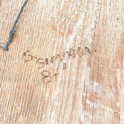 1984 WOMAN W/ GEESE PRIMITIVE ART ON WOOD - SIGNED â€œS. SIMMONSâ€