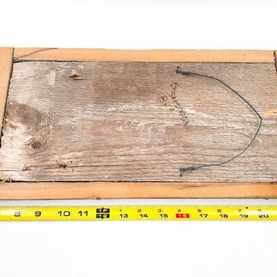 1984 WOMAN W/ GEESE PRIMITIVE ART ON WOOD - SIGNED â€œS. SIMMONSâ€
