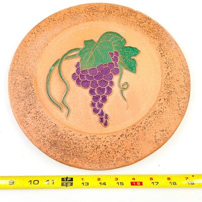 LARGE TERRACOTTA WALL PLAQUE W/ GRAPES