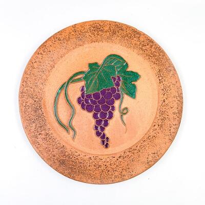 LARGE TERRACOTTA WALL PLAQUE W/ GRAPES